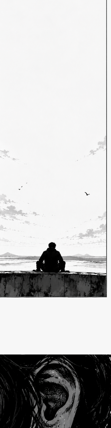 A solitary figure looking toward the sea